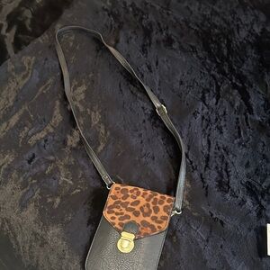 Leopard Print Black Crossbody Bag